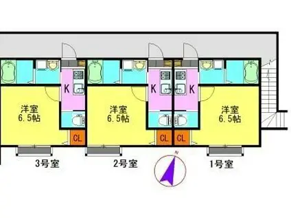 リヴェール寒川(1K/2階)の間取り写真