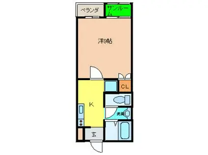 コスモシャトー原I(1K/3階)の間取り写真