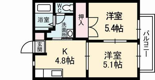 コンフォート(2K/2階)の間取り写真