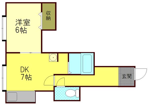 カーサ北野(1DK/3階)の間取り写真