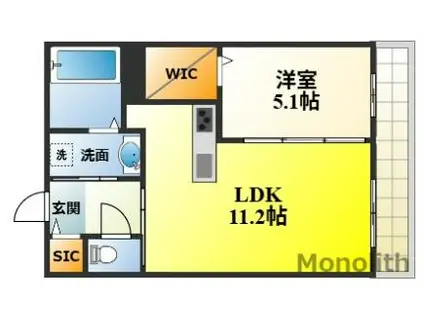 LA ESPERANZA(1LDK/2階)の間取り写真