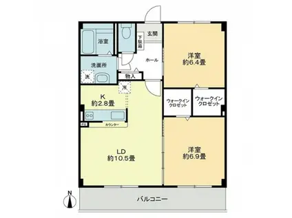 フォブールラシュレ(2LDK/2階)の間取り写真