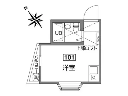 スカイハイム千駄木(ワンルーム/1階)の間取り写真