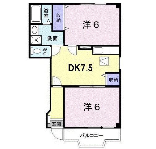 ミシュカーン(2DK/1階)の間取り写真