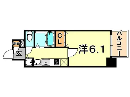 プレサンス三宮ルミネス(1K/7階)の間取り写真