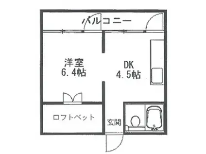 ヒルハイツ(1DK/1階)の間取り写真