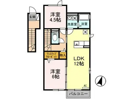 サザンディーズB(2LDK/2階)の間取り写真