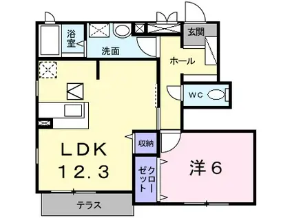 フリーデンハオス(1LDK/1階)の間取り写真