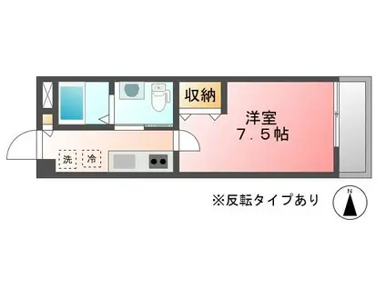 フラッティ今出川天神(1K/3階)の間取り写真