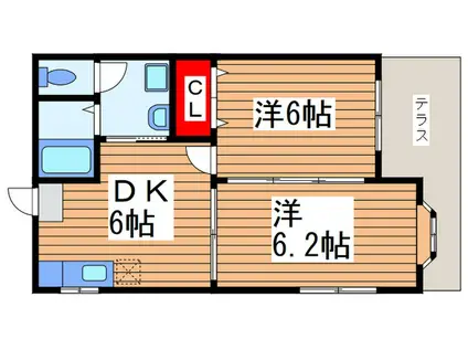 アルトピエドラ参番館(2DK/1階)の間取り写真