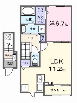 グラムス レビン(1LDK/2階)の間取り写真