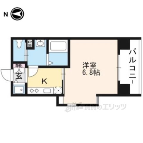アクアプレイス京都洛南Ⅲ(1K/4階)の間取り写真