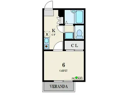 T.Kハウス(1K/2階)の間取り写真