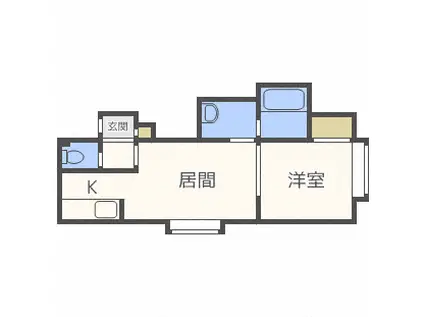 アドバンス北19条(1LDK/2階)の間取り写真