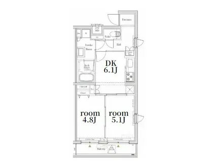LOG池上(2DK/5階)の間取り写真