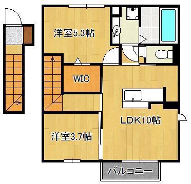 ARIETTA与原 B棟(2LDK/2階)の間取り写真