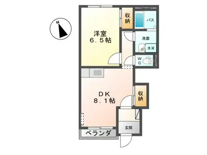 ブレス・コート(1DK/1階)の間取り写真