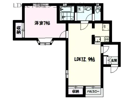 メゾンオンプレイスA(1LDK/1階)の間取り写真