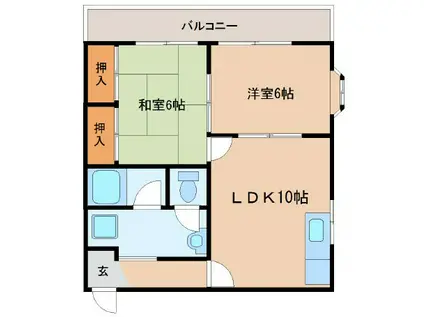 ビートル山本北E棟(2LDK/4階)の間取り写真