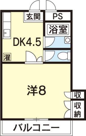 スピネル(1DK/1階)の間取り写真