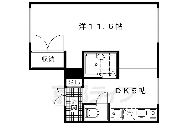 グランドソレーユ(1DK/9階)の間取り写真