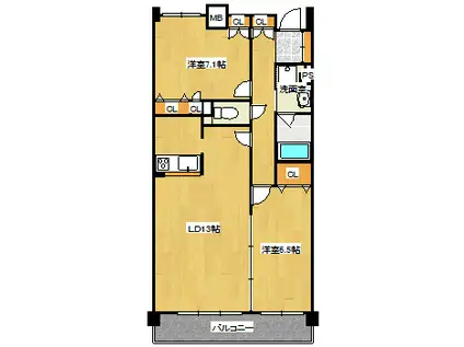 KDX宝塚市レジデンス(2LDK/4階)の間取り写真