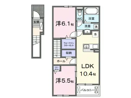 ロジュマン・ボヌール(2LDK/2階)の間取り写真