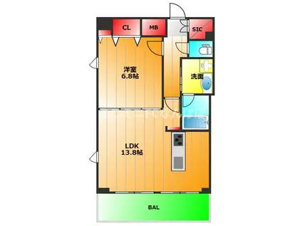 プレサンス本町リアルシティ(1LDK/11階)の間取り写真