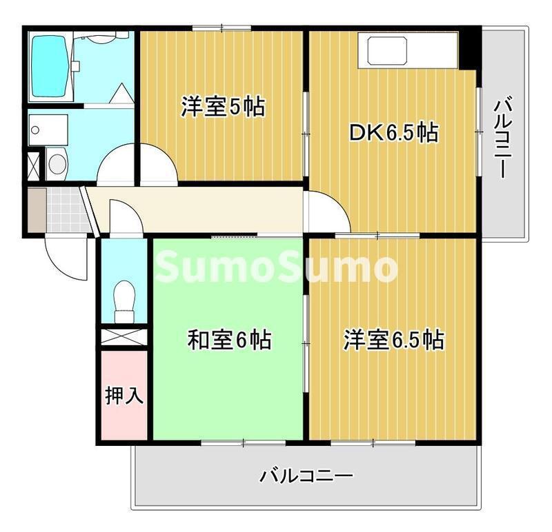 ファミリア宮川(3DK/2階)の間取り写真