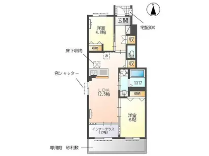 柏市若柴アパート(2LDK/1階)の間取り写真