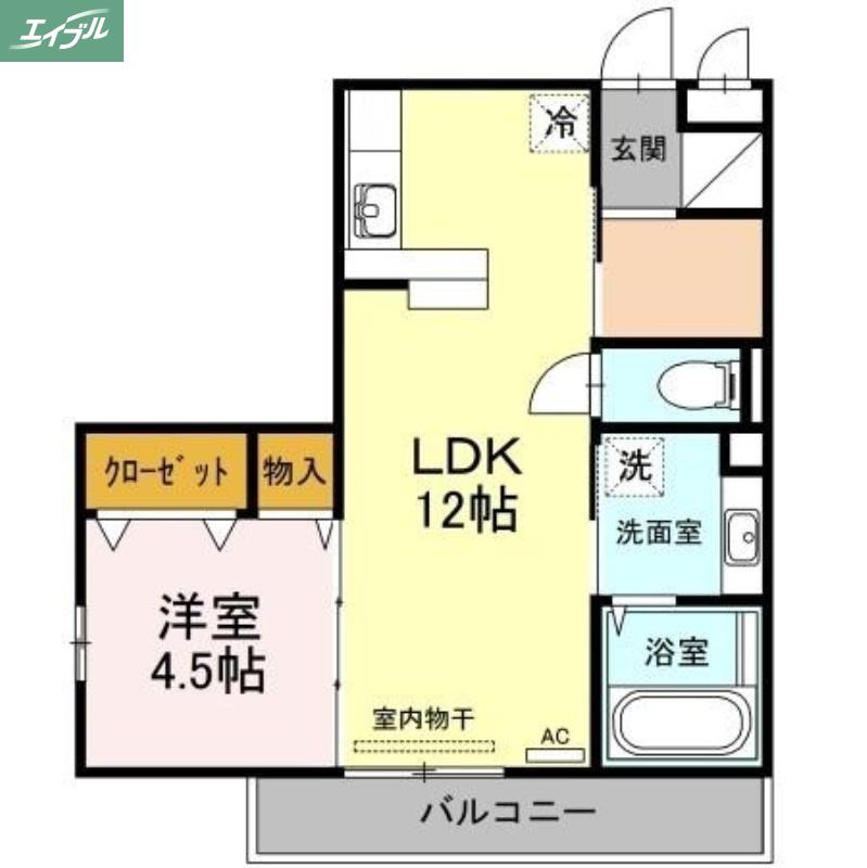 ラ・シャンブル(1LDK/2階)の間取り写真
