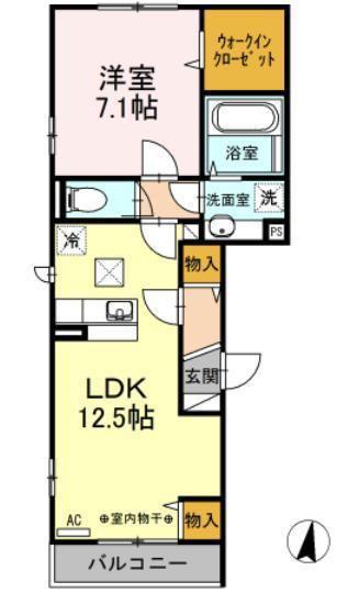 カサ・デ・アンジェラ(1LDK/2階)の間取り写真