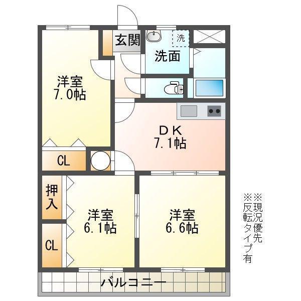グランシャリオ(3DK/2階)の間取り写真