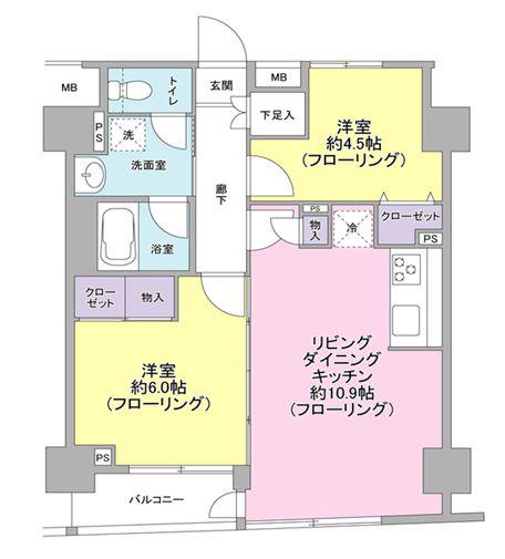 パートナーシップアパートメント(2LDK/12階)の間取り写真
