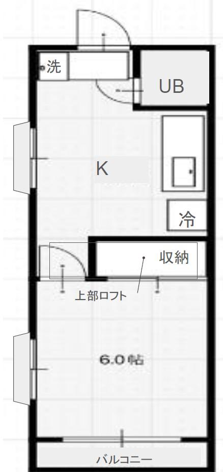 サンハイム(1K/2階)の間取り写真