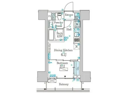 パークアクシス芝浦キャナル(1DK/6階)の間取り写真