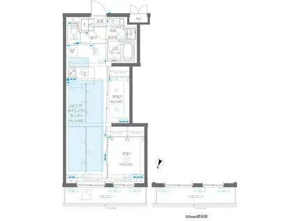 ZOOM蒲田イースト(2LDK/5階)の間取り写真