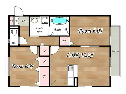 BETHEL(2LDK/2階)の間取り写真