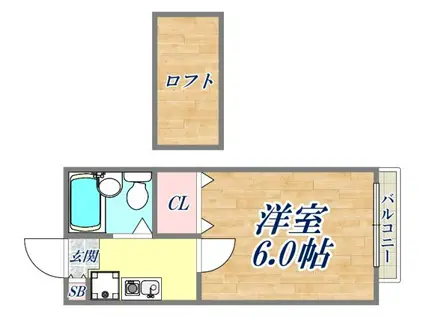 エンジェルコスモ稲葉荘3(1K/1階)の間取り写真