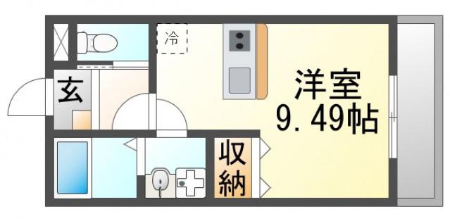 ウエストコート(ワンルーム/1階)の間取り写真