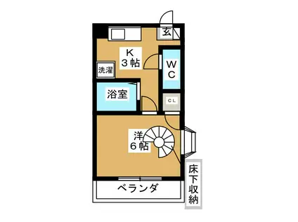 ルネスセンチュリー拝島(1K/1階)の間取り写真