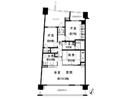 パークハウス千里中央サザンレジデンス(3LDK/3階)の間取り写真