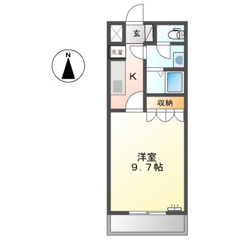 ブライトB(1K/2階)の間取り写真
