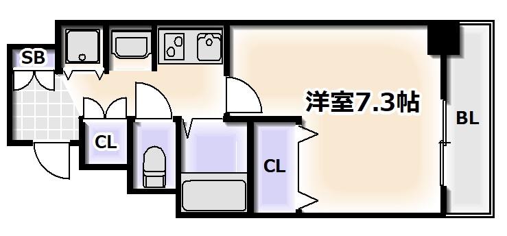 URBAN FLATS難波東(1K/13階)の間取り写真