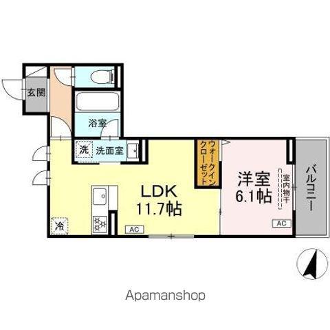 D PAINA 木月住吉町(1LDK/2階)の間取り写真