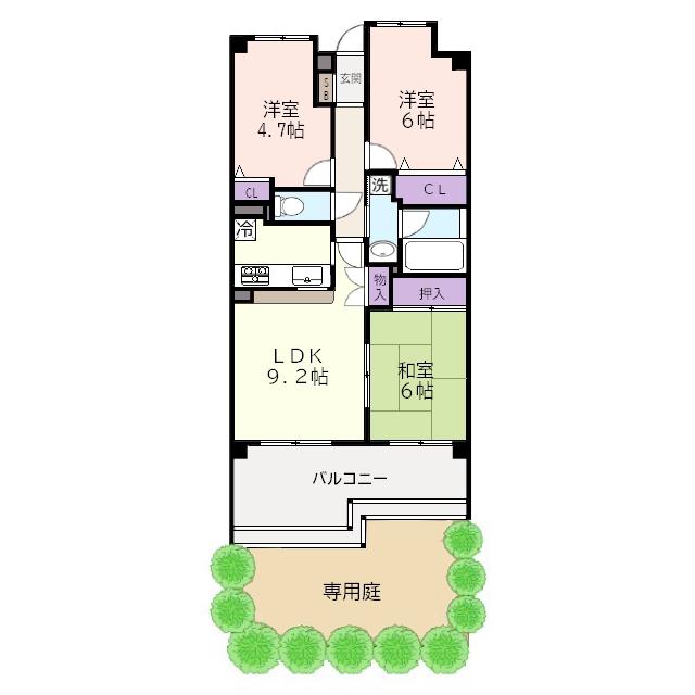 小田急コアロードふじみ野(3LDK/1階)の間取り写真