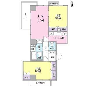グランドゥール広尾(2LDK/3階)の間取り写真