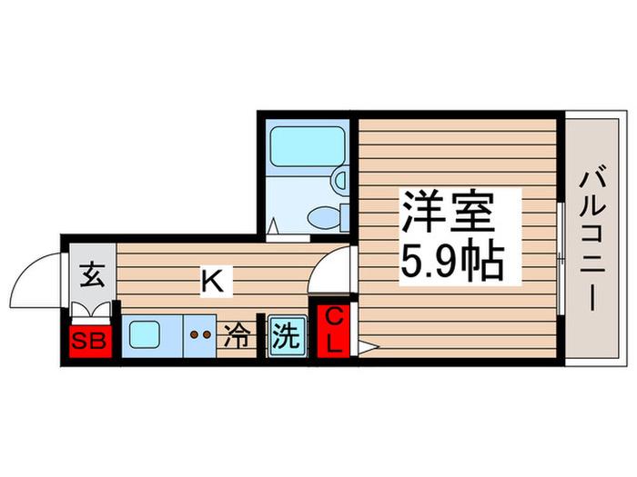 プライムアーバン月島(1K/6階)の間取り写真