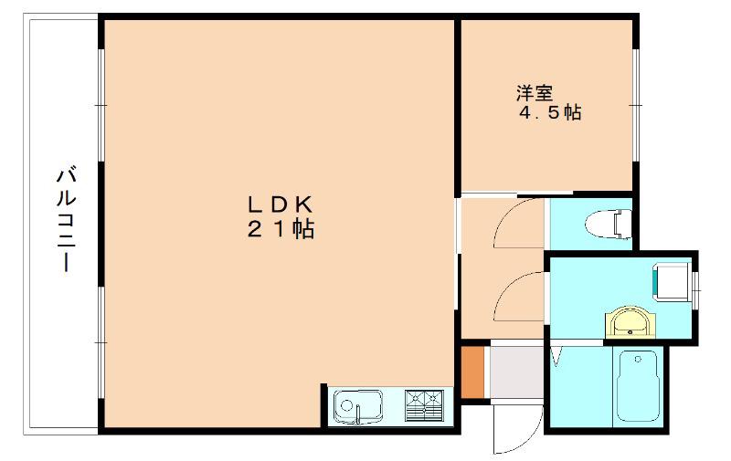 日の里東団地5棟(1LDK/2階)の間取り写真