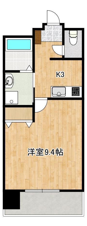クロノス42新町V(1K/3階)の間取り写真
